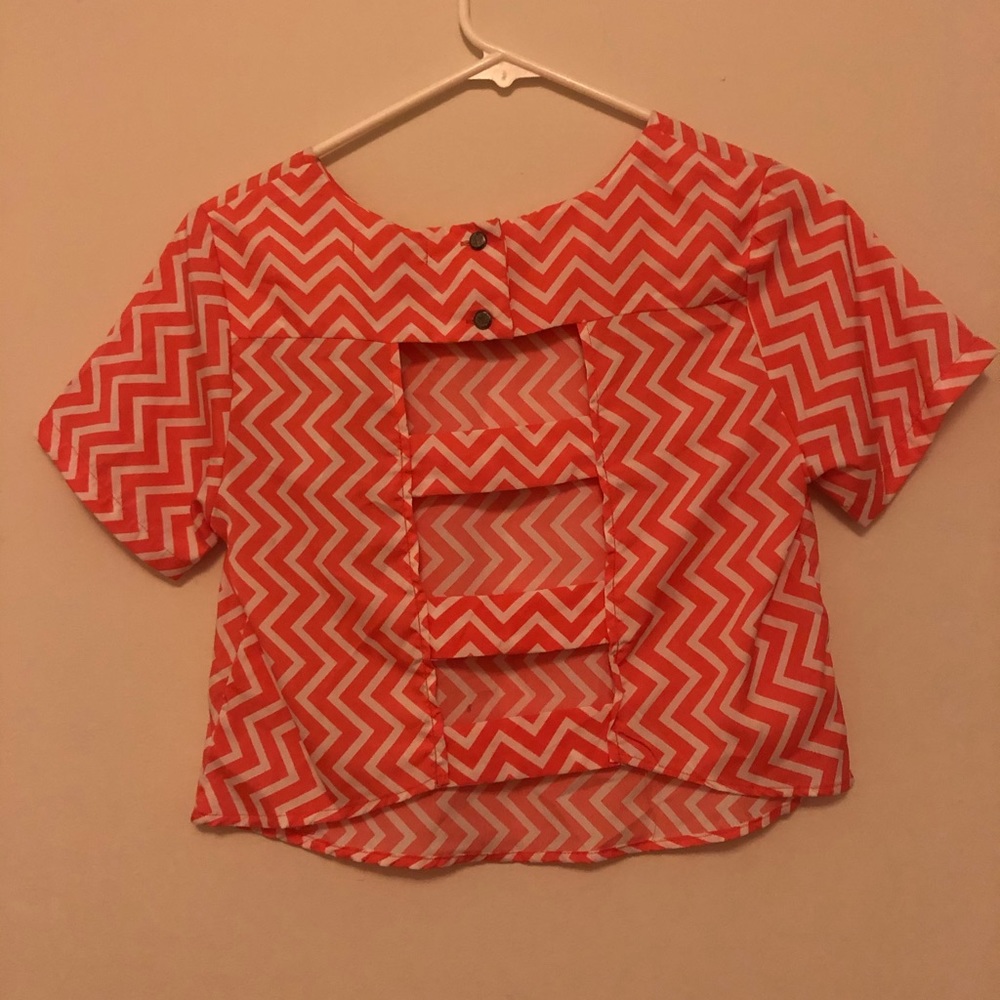 Crop top, coral Chevron pattern. New with tags.
